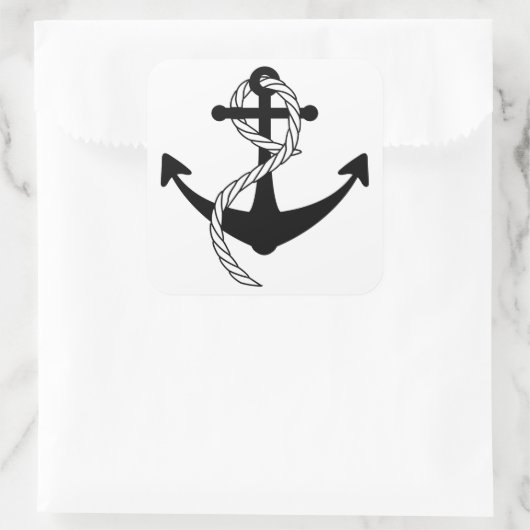 Schiffsanker Quadratischer Aufkleber (Tasche)