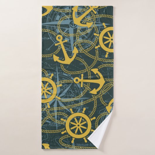Schiffsanker-Ruder und Seil mit Rose Badehandtuch (Badehandtuch)