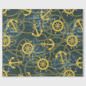 Schiffsanker-Ruder und Seil mit Rose Geschenkpapier (Flach)