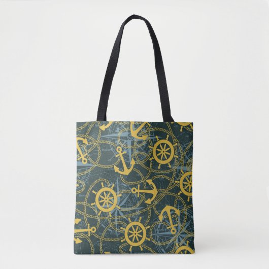 Schiffsanker-Ruder und Seil mit Rose Tasche (Vorderseite)