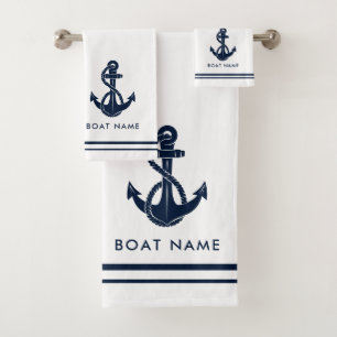 Schiffsanker Segelboot Name Benutzerdefiniertes Sw Badhandtuch Set