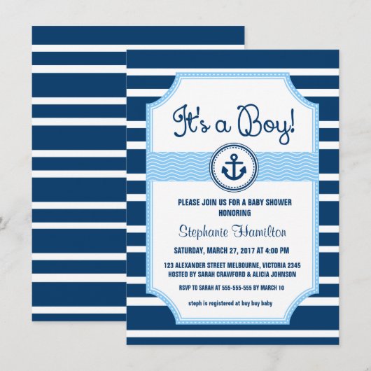 SchiffsankerseeBabydusche Einladung (Vorne/Hinten)