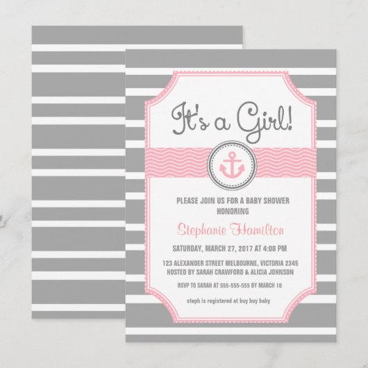 SchiffsankerseeBabydusche Einladung (Vorne/Hinten)