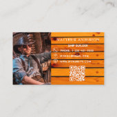 Schiffsbauer mit Holzgoldwerkzeugen Foto QR-Code Visitenkarte (Rückseite)