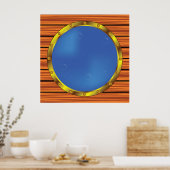 Schiffsbullauge mit blauem Wasser Poster (Küche)