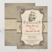 Schiffsdusche Einladung Vintag Retro (Vorne/Hinten)