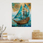 Schiffshänge mit blauem Poster (Küche)