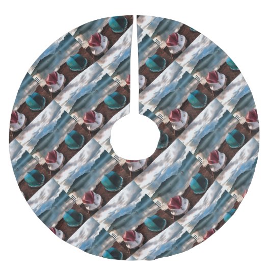 Schiffshügel und Marmaris Winter Seascape Polyester Weihnachtsbaumdecke (Vorderseite)