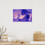 SCHIFFSKAMPF IN BLAU UND PINK POSTER (Küche)
