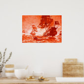 SCHIFFSKAMPF IN ROT POSTER (Küche)
