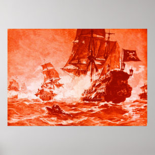 SCHIFFSKAMPF IN ROT POSTER