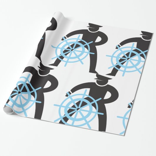 Schiffskapitän am Helm Geschenkpapier (Ungerollt)