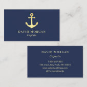 Schiffskapitän Anchor Logo Navy und Gold Visitenkarte (Vorne/Hinten)
