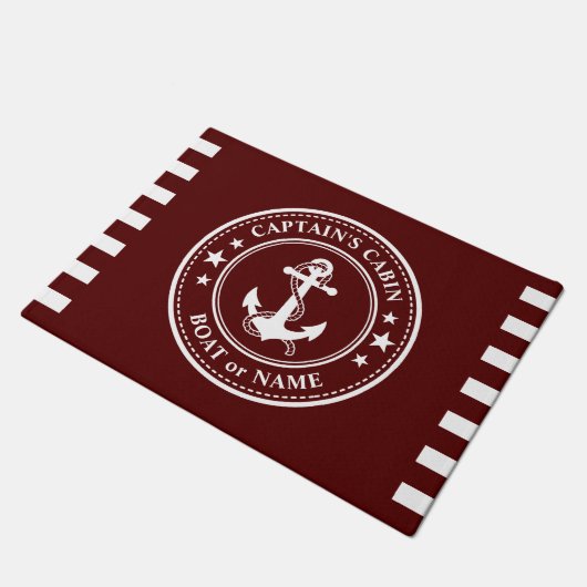Schiffskapitän der Kabine Name Red Fußmatte (Schrägansicht)