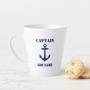 Schiffskapitän der Marine oder Name 2 auf der Seit Milchtasse