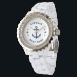 Schiffskapitän der Nautic Classic Anchor oder Mari Armbanduhr<br><div class="desc">Ein klassischer Nautical Ship Anker mit Captain Rank oder einem anderen Titel und Ihrem Namen oder Schiffsnamen auf einer stilvollen Armbanduhr. Diese personalisierte Pocket-Uhr wird nicht nur Zeit,  sondern auch Spaß machen. Perfekt für den Vatertag,  aber auch ein großes Geschenk für jeden Anlass.</div>