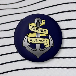 Schiffskapitän - Ihr Name Anker 2 Button