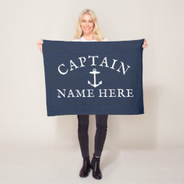 Schiffskapitän Name Nautical Anchor Navy Blue Fleecedecke