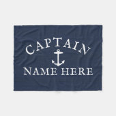 Schiffskapitän Name Nautical Anchor Navy Blue Fleecedecke (Vorderseite (Horizontal))
