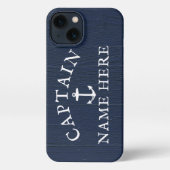 Schiffskapitän Name Nautical Anchor Navy Blue iPhone Hülle (Rückseite)