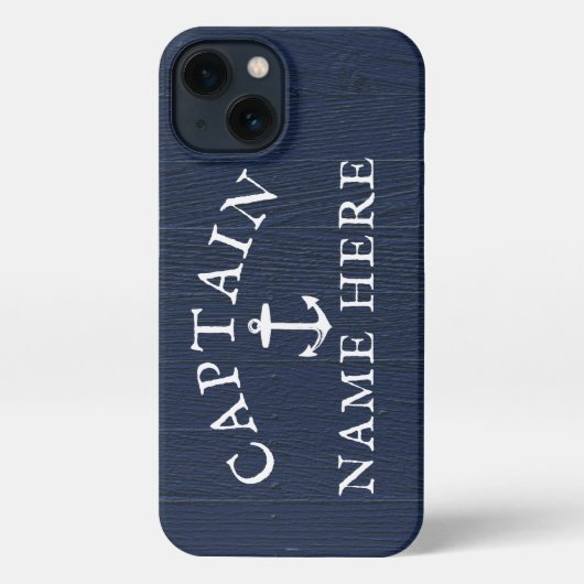 Schiffskapitän Name Nautical Anchor Navy Blue iPhone Hülle (Rückseite)