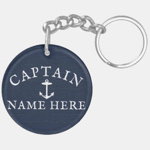 Schiffskapitän Name Nautical Anchor Navy Blue Schlüsselanhänger