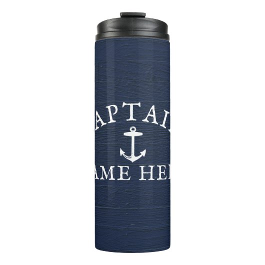 Schiffskapitän Name Nautical Anchor Navy Blue Thermosbecher (Vorderseite)