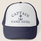 Schiffskapitän Name Nautical Anchor Navy Blue Truckerkappe (Vorderseite)