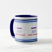 Schiffskapitän personalisiert blau erstellen tasse (Vorderseite Links)