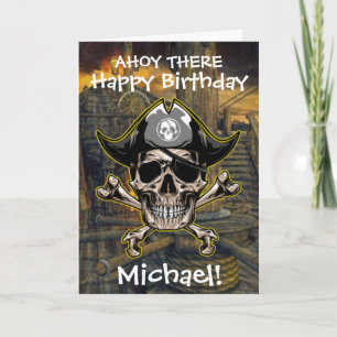 Schiffskapitän Pirate Skull Cross Bones Ship Card Karte