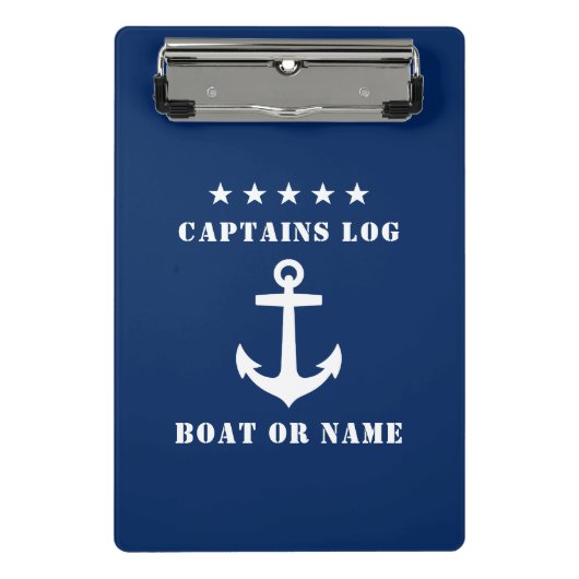 Schiffskapitän protokollieren klassische Ankerstar Mini Klemmbrett (Vorderseite)