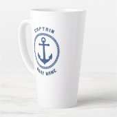 Schiffskapitän und -boot oder Name 2 Seite Milchtasse (Linke Ecke)