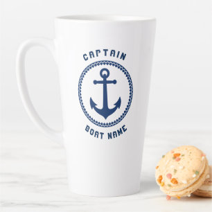 Schiffskapitän und -boot oder Name 2 Seite Milchtasse