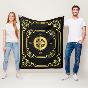 Schiffskompass, vergoldet schwarz/gold/schwarz fleecedecke
