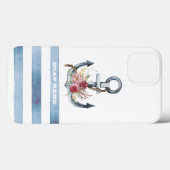 Schiffsname,Anker Blumen Streifen Case-Mate iPhone Hülle (Rückseite (Horizontal))