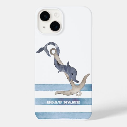 Schiffsname, Anker Delphin Streifen Case-Mate iPhone Hülle (Rückseite)