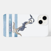 Schiffsname, Anker Delphin Streifen Case-Mate iPhone Hülle (Rückseite (Horizontal))