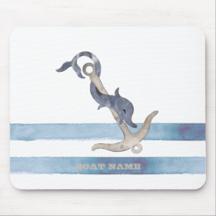Schiffsname, Anker Delphin Streifen Mousepad
