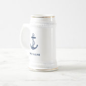 Schiffsname Anker Kreuzfahrt individuell Bierglas (Vorderseite Links)