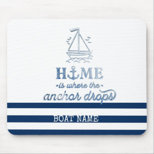 Schiffsname,Anker Meer Navyblaue Streifen Mousepad