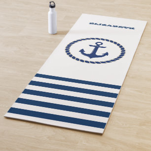 Schiffsname, Anker Navy Blau Gestreift Yogamatte