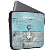 Schiffsname Anker Rustikales Holz Laptopschutzhülle (Vorne Rechts)