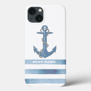 Schiffsname,Anker,Seil,Hellblaue Streifen Case-Mate iPhone Hülle