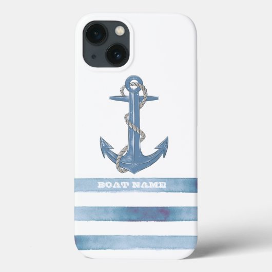 Schiffsname,Anker,Seil,Hellblaue Streifen Case-Mate iPhone Hülle (Rückseite)