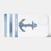 Schiffsname,Anker,Seil,Hellblaue Streifen Case-Mate iPhone Hülle (Rückseite (Horizontal))
