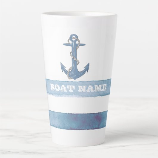 Schiffsname,Anker,Seil,Hellblaue Streifen Milchtasse (Vorderseite)