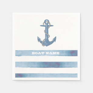 Schiffsname,Anker,Seil,Hellblaue Streifen Serviette