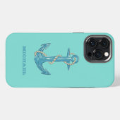 Schiffsname,Anker,Seil,Mintgrün iPhone Hülle (Rückseite (Horizontal))