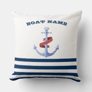 Schiffsname,Blauer Anker Marineblaue Streifen Kissen