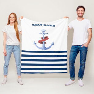 Schiffsname, Blaues Anker Marineblaue Streifen Fleecedecke